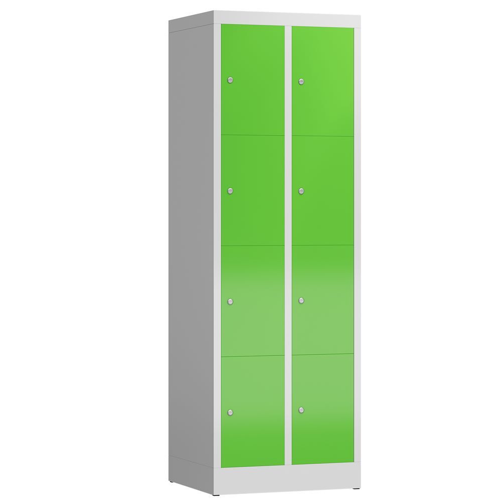 Produktbild Lüllmann ClassiX Schließfachschrank Fächerschrank 2 Abteile 4 Fächer lichtgrau gelbgrün