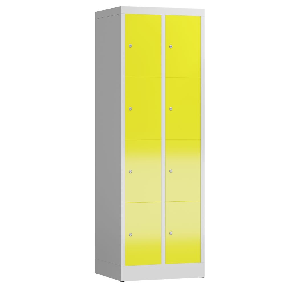 Produktbild Lüllmann ClassiX Schließfachschrank Fächerschrank 2 Abteile 4 Fächer lichtgrau zinkgelb