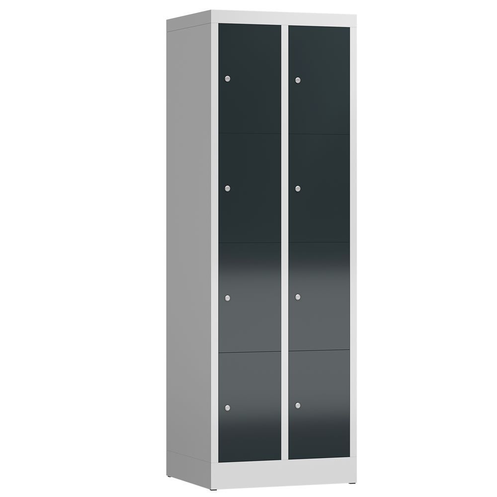 Produktbild Lüllmann ClassiX Schließfachschrank Fächerschrank 2 Abteile lichtgrau anthrazitgrau