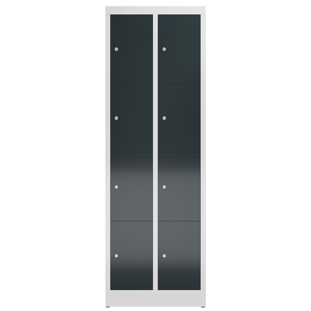 Produktbild ClassiX Schließfachschrank, 2 Abteile à 4 Fächer, 1800 x 590 x 500 mm, lichtgrau bild 2