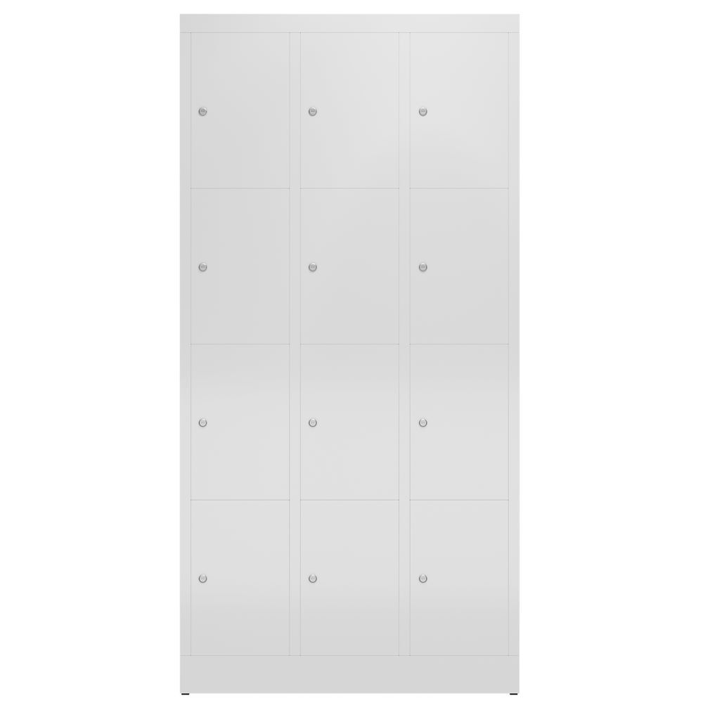 Produktbild ClassiX Schließfachschrank, 3 Abteile à 4 Fächer, 1800 x 870 x 500 mm, lichtgrau bild 2
