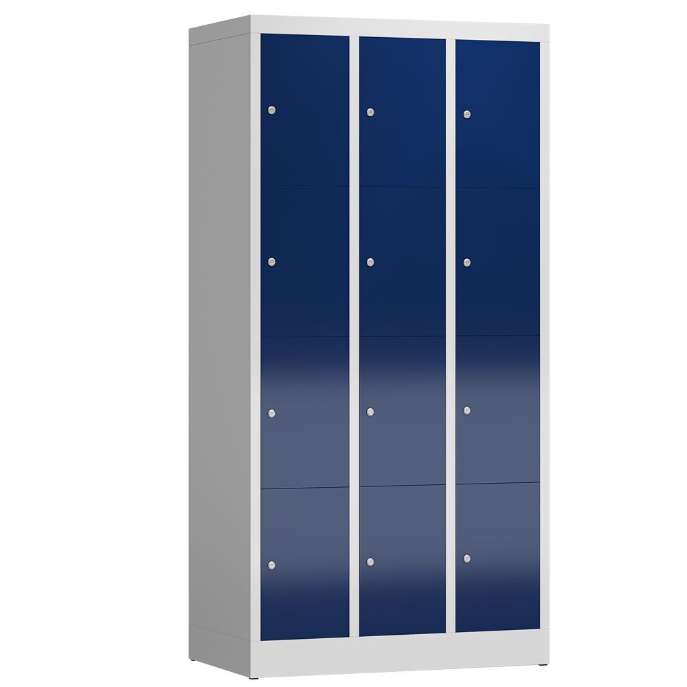 Produktbild Lüllmann ClassiX Schließfachschrank Fächerschrank 3 Abteile 4 Fächer lichtgrau enzianblau