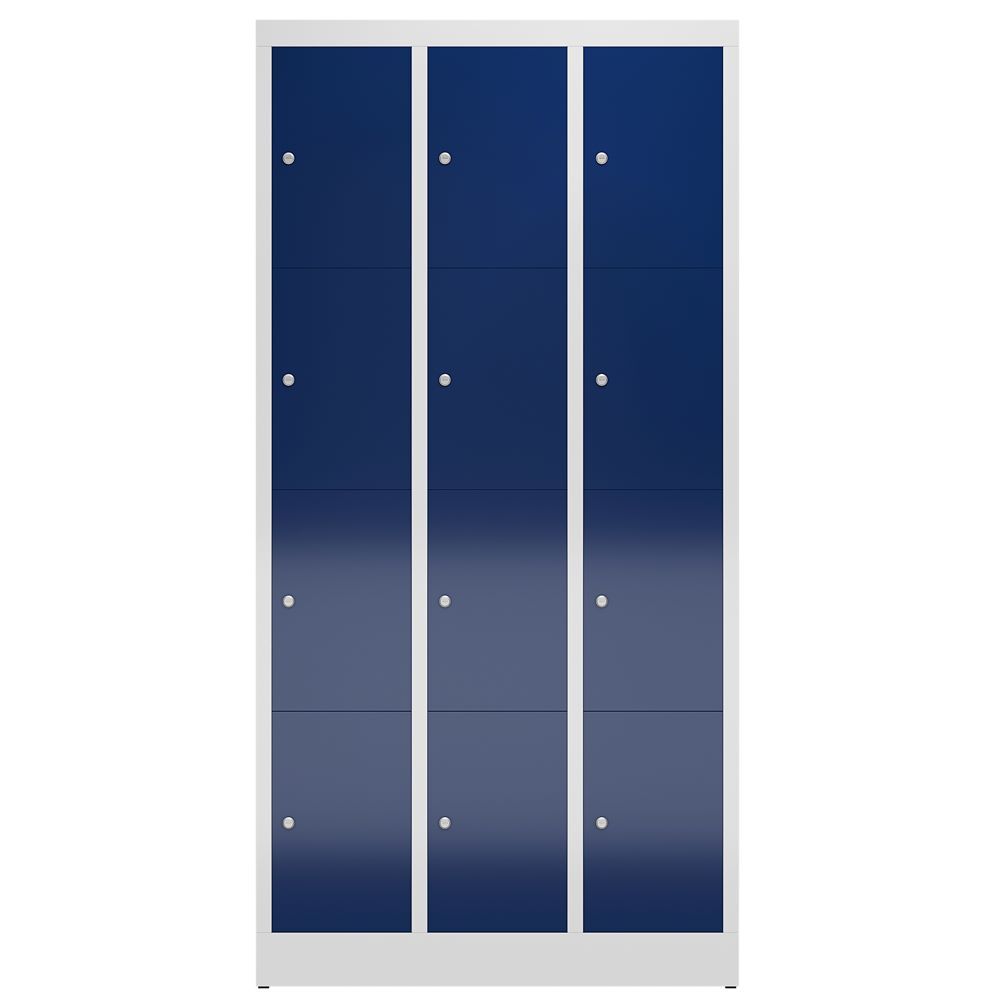 Produktbild ClassiX Schließfachschrank, 3 Abteile à 4 Fächer, 1800 x 870 x 500 mm, lichtgrau bild 2