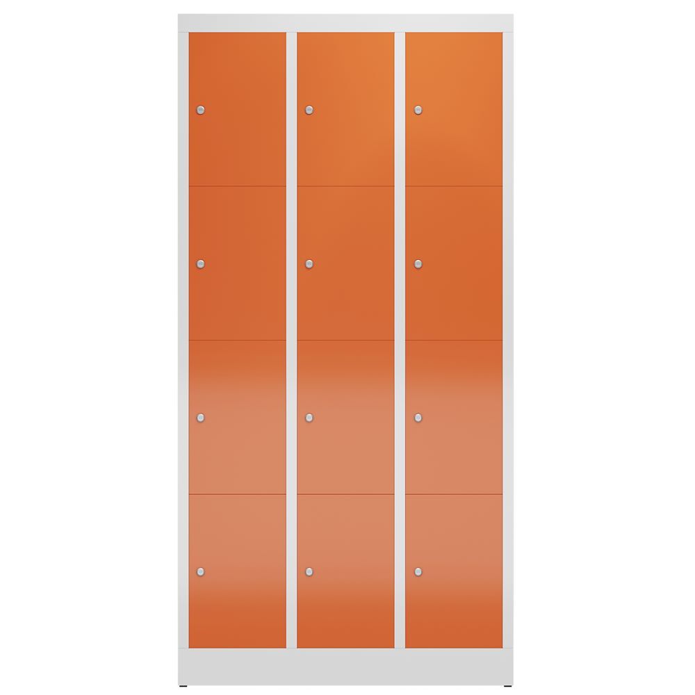 Produktbild ClassiX Schließfachschrank, 3 Abteile à 4 Fächer, 1800 x 870 x 500 mm, lichtgrau bild 2