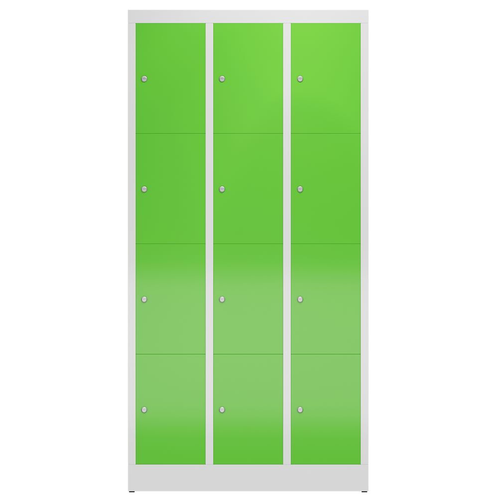 Produktbild ClassiX Schließfachschrank, 3 Abteile à 4 Fächer, 1800 x 870 x 500 mm, lichtgrau bild 2