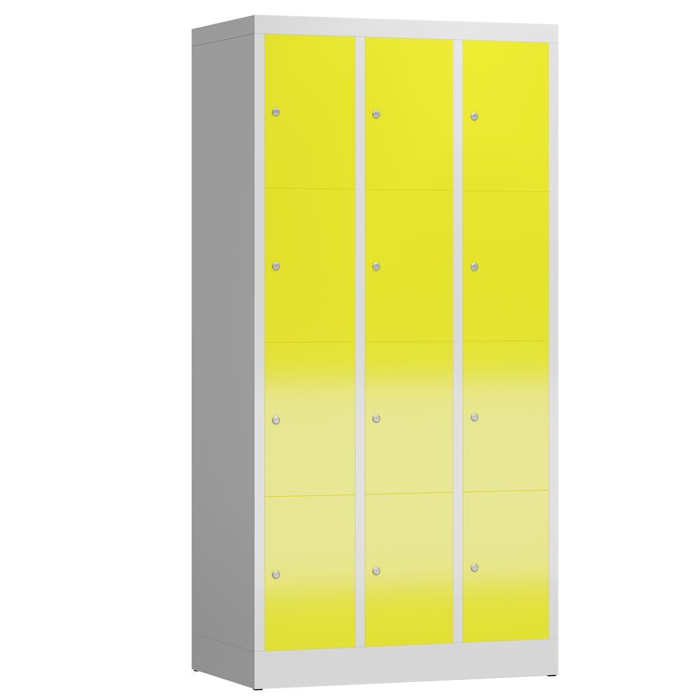 Produktbild Lüllmann ClassiX Schließfachschrank Fächerschrank 3 Abteile 4 Fächer lichtgrau zinkgelb