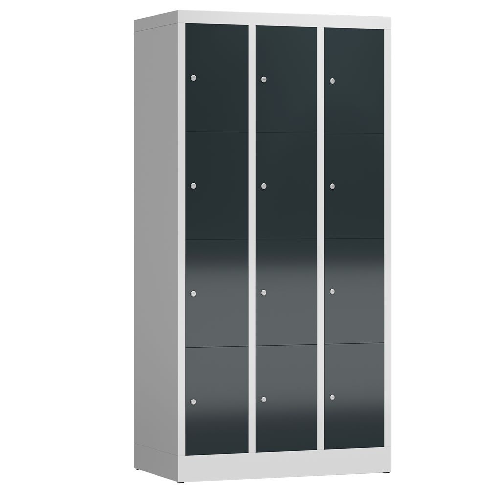 Produktbild Lüllmann ClassiX Schließfachschrank Fächerschrank 3 Abteile 4 Fächer lichtgrau anthrazitg