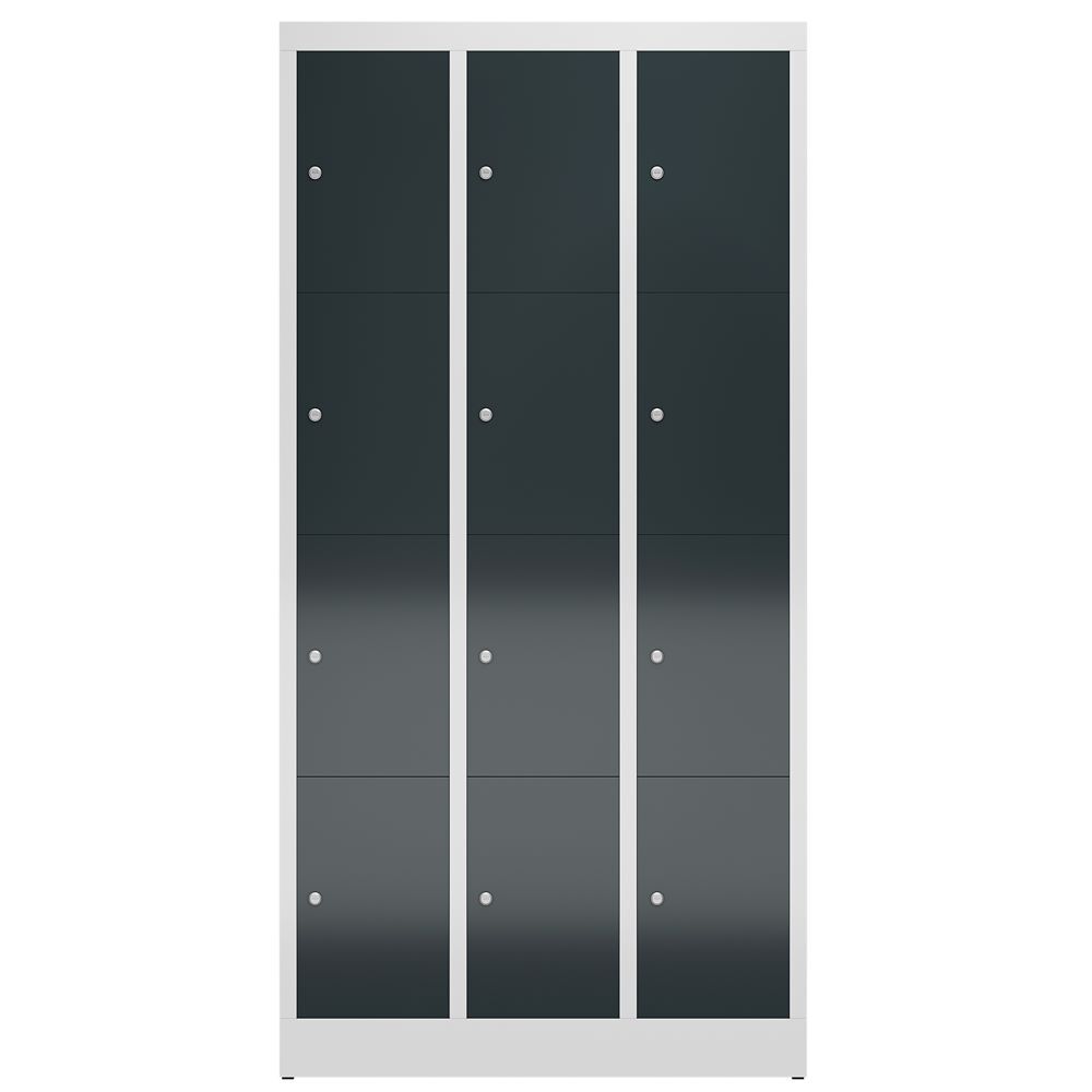 Produktbild ClassiX Schließfachschrank, 3 Abteile à 4 Fächer, 1800 x 870 x 500 mm, lichtgrau bild 2