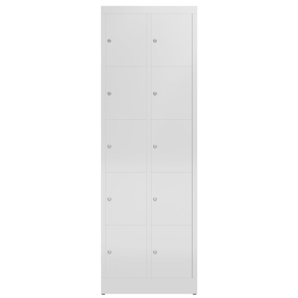 Produktbild ClassiX Schließfachschrank, 2 Abteile à 5 Fächer, 1800 x 590 x 500 mm, lichtgrau bild 2