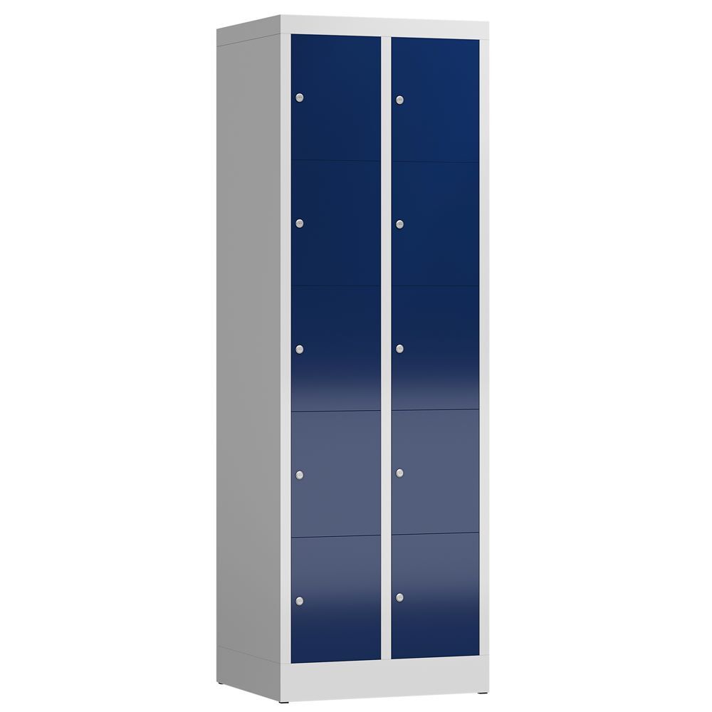 Produktbild Lüllmann ClassiX Schließfachschrank 2 Abteile 5 Fächer H 1800 mm lichtgrau enzianblau