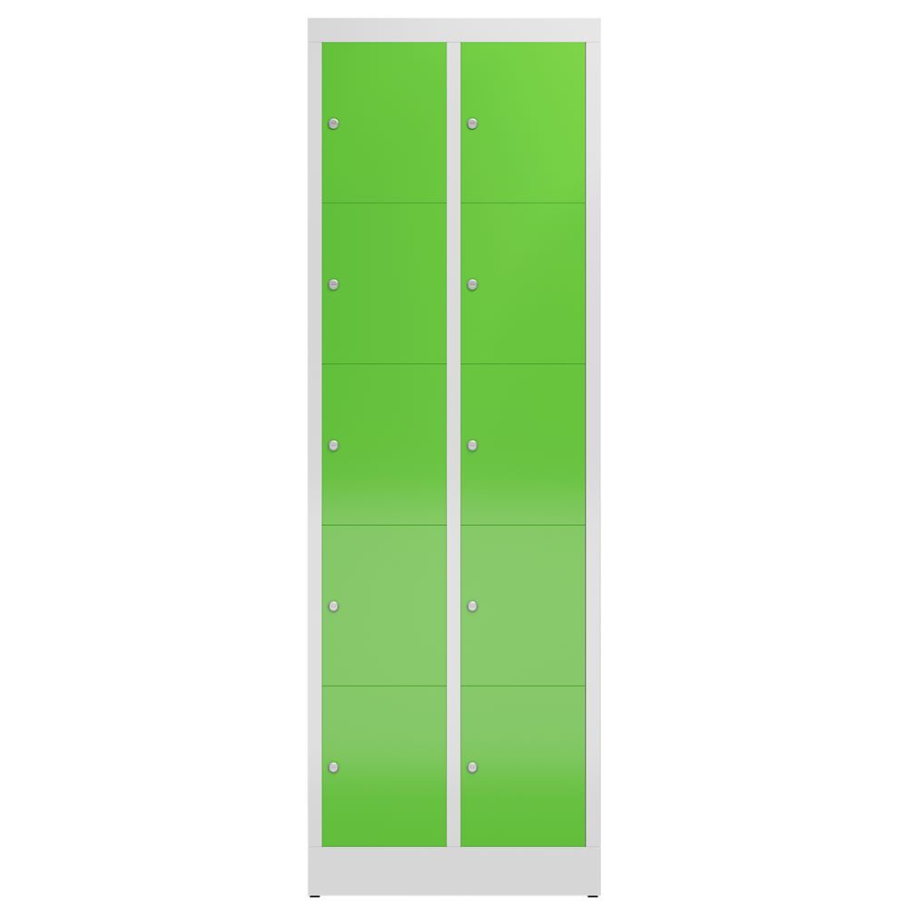 Produktbild ClassiX Schließfachschrank, 2 Abteile à 5 Fächer, 1800 x 590 x 500 mm, lichtgrau bild 2