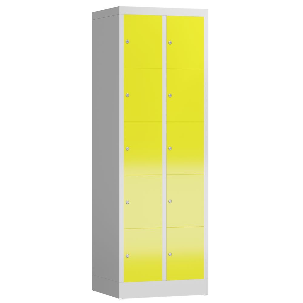 Produktbild Lüllmann ClassiX Schließfachschrank 2 Abteile 5 Fächer H 1800 mm lichtgrau zinkgelb