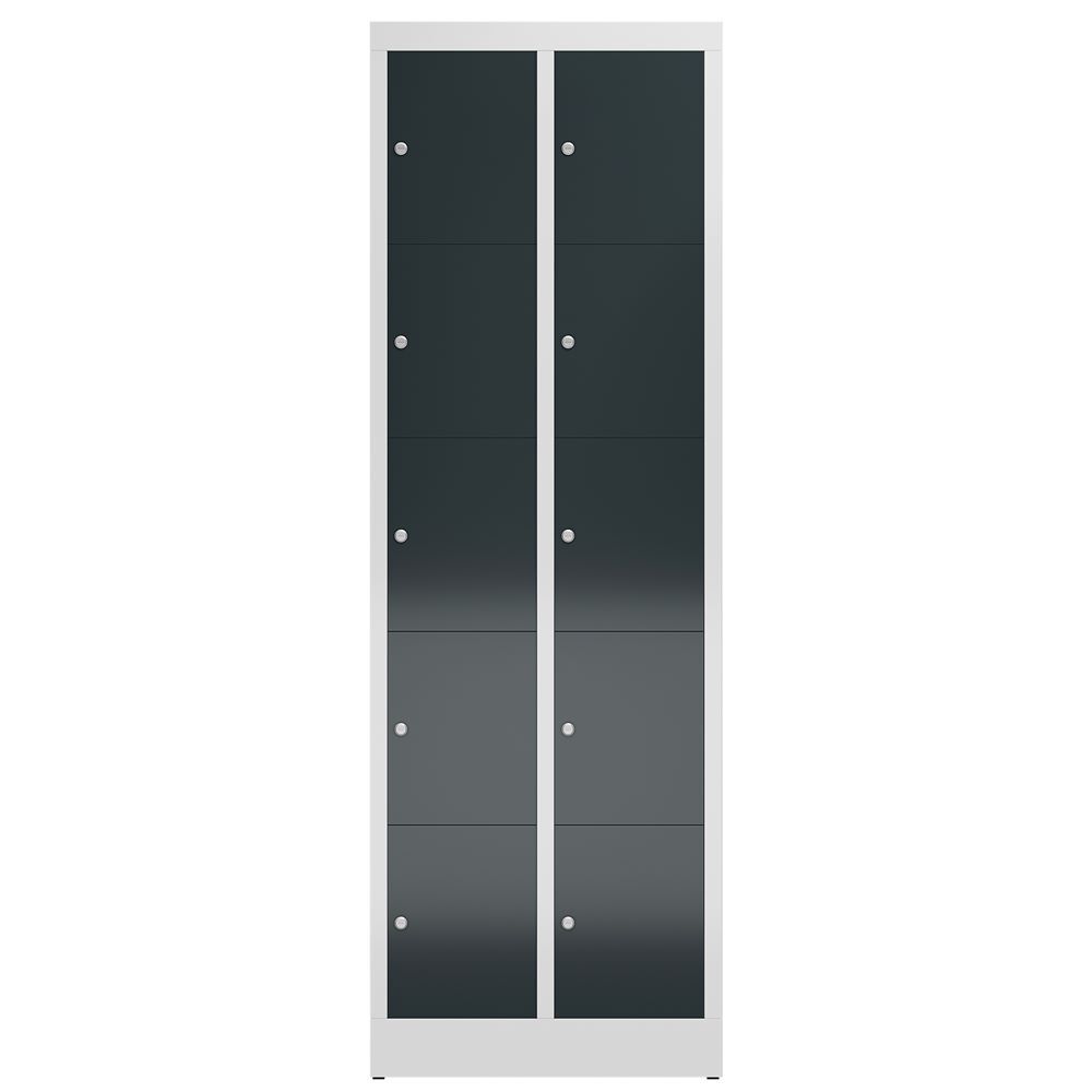 Produktbild ClassiX Schließfachschrank, 2 Abteile à 5 Fächer, 1800 x 590 x 500 mm, lichtgrau bild 2