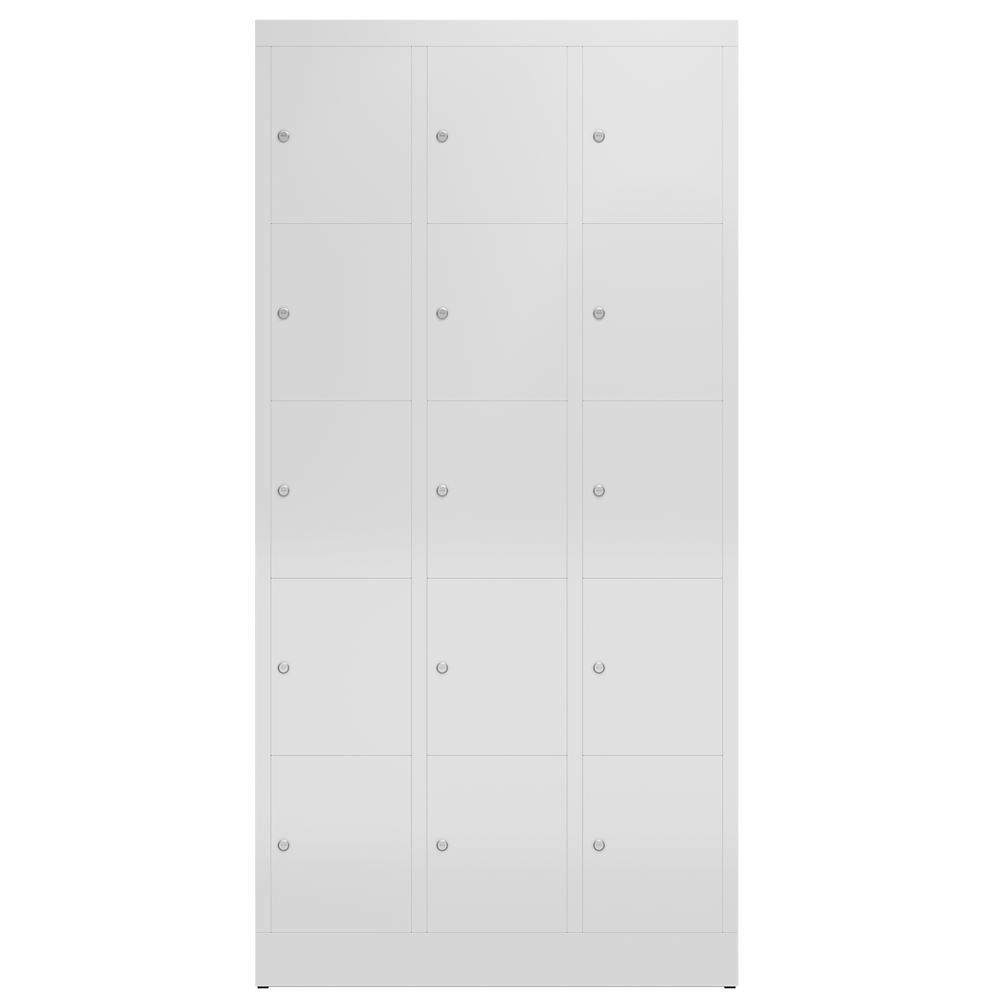 Produktbild ClassiX Schließfachschrank, 3 Abteile à 5 Fächer, 1800 x 870 x 500 mm, lichtgrau bild 2