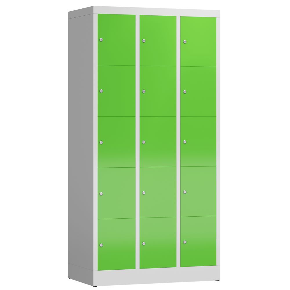 Produktbild Lüllmann ClassiX Schließfachschrank Fächerschrank 3 Abteile 5 Fächer lichtgrau gelbgrün