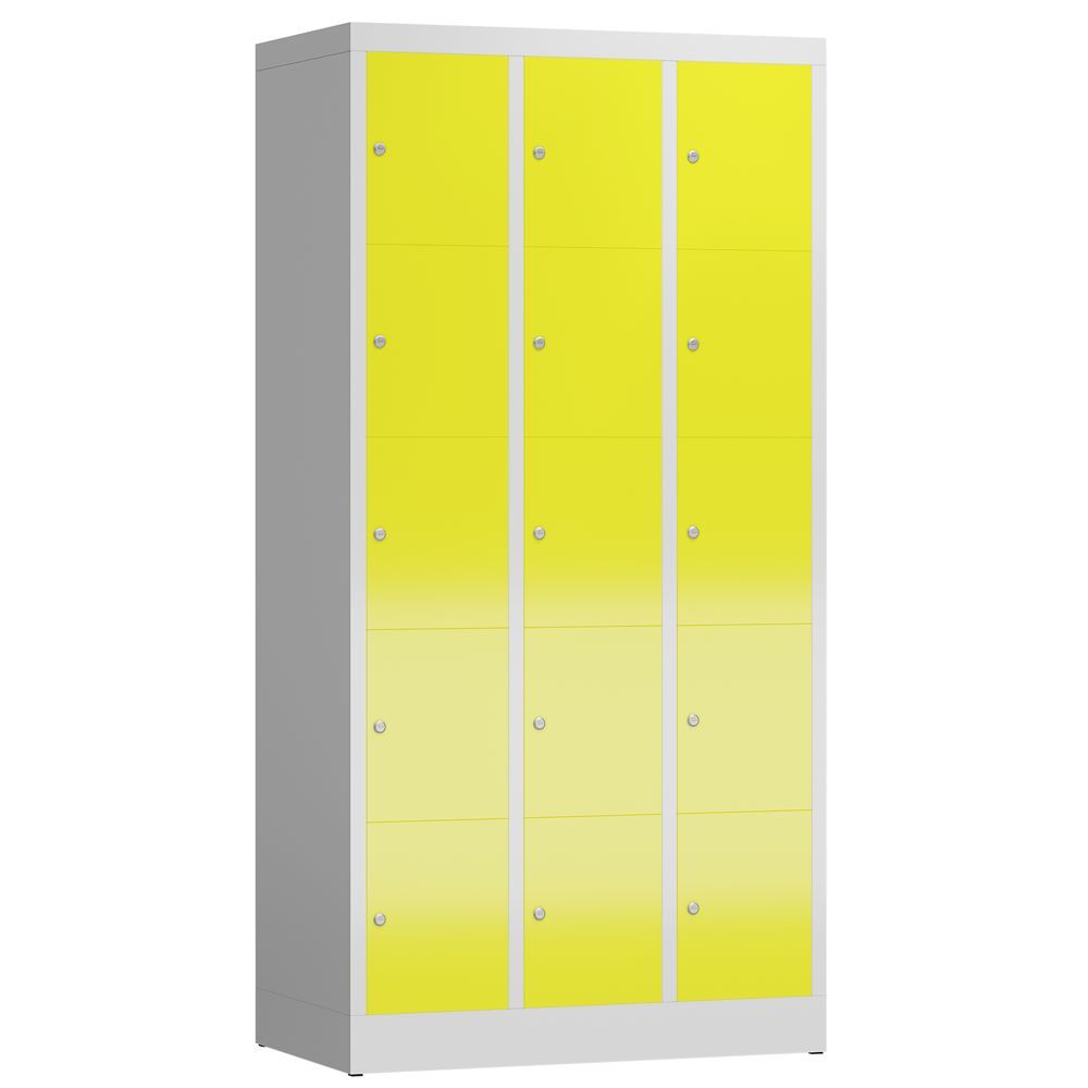 Produktbild Lüllmann ClassiX Schließfachschrank Fächerschrank 3 Abteile 5 Fächer lichtgrau zinkgelb