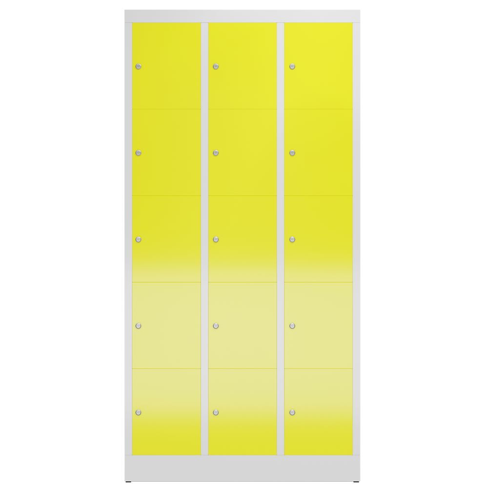 Produktbild ClassiX Schließfachschrank, 3 Abteile à 5 Fächer, 1800 x 870 x 500 mm, lichtgrau bild 2