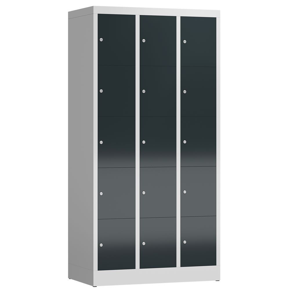 Produktbild Lüllmann ClassiX Schließfachschrank Fächerschrank 3 Abteile 5 Fächer lichtgrau anthrazitg