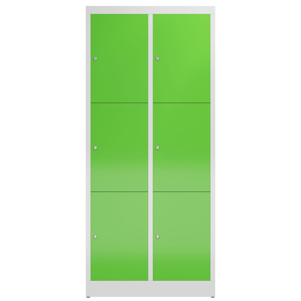 Produktbild ClassiX Schließfachschrank, 2 Abteile à 3 Fächer, 1800 x 800 x 500 mm, lichtgrau bild 2