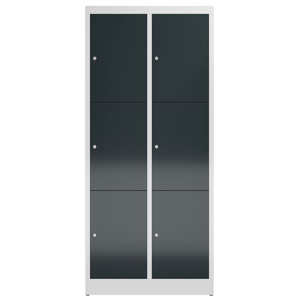 Produktbild ClassiX Schließfachschrank, 2 Abteile à 3 Fächer, 1800 x 800 x 500 mm, lichtgrau bild 2