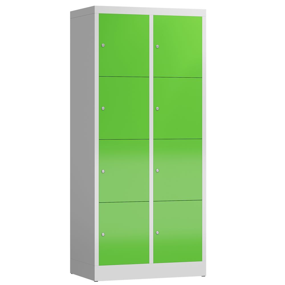 Produktbild Lüllmann ClassiX Schließfachschrank 2 Abteile 4 Fächer H 1800 mm lichtgrau gelbgrün