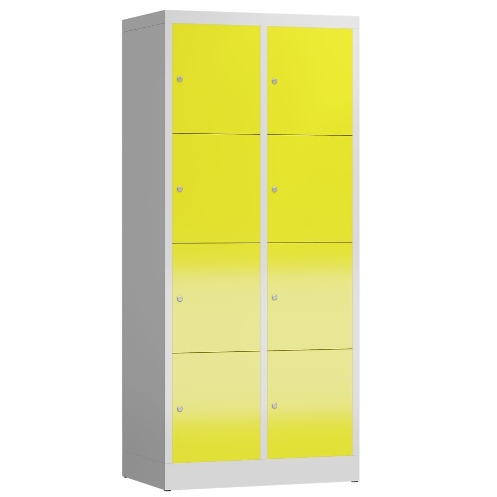 Produktbild Lüllmann ClassiX Schließfachschrank 2 Abteile 4 Fächer H 1800 mm lichtgrau zinkgelb