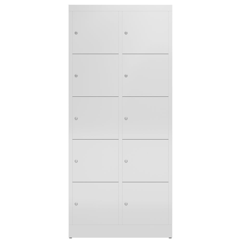 Produktbild ClassiX Schließfachschrank, 2 Abteile à 5 Fächer, 1800 x 800 x 500 mm, lichtgrau bild 2