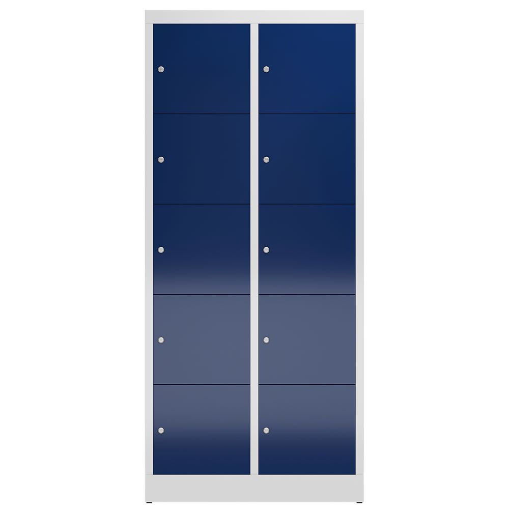 Produktbild ClassiX Schließfachschrank, 2 Abteile à 5 Fächer, 1800 x 800 x 500 mm, lichtgrau bild 2