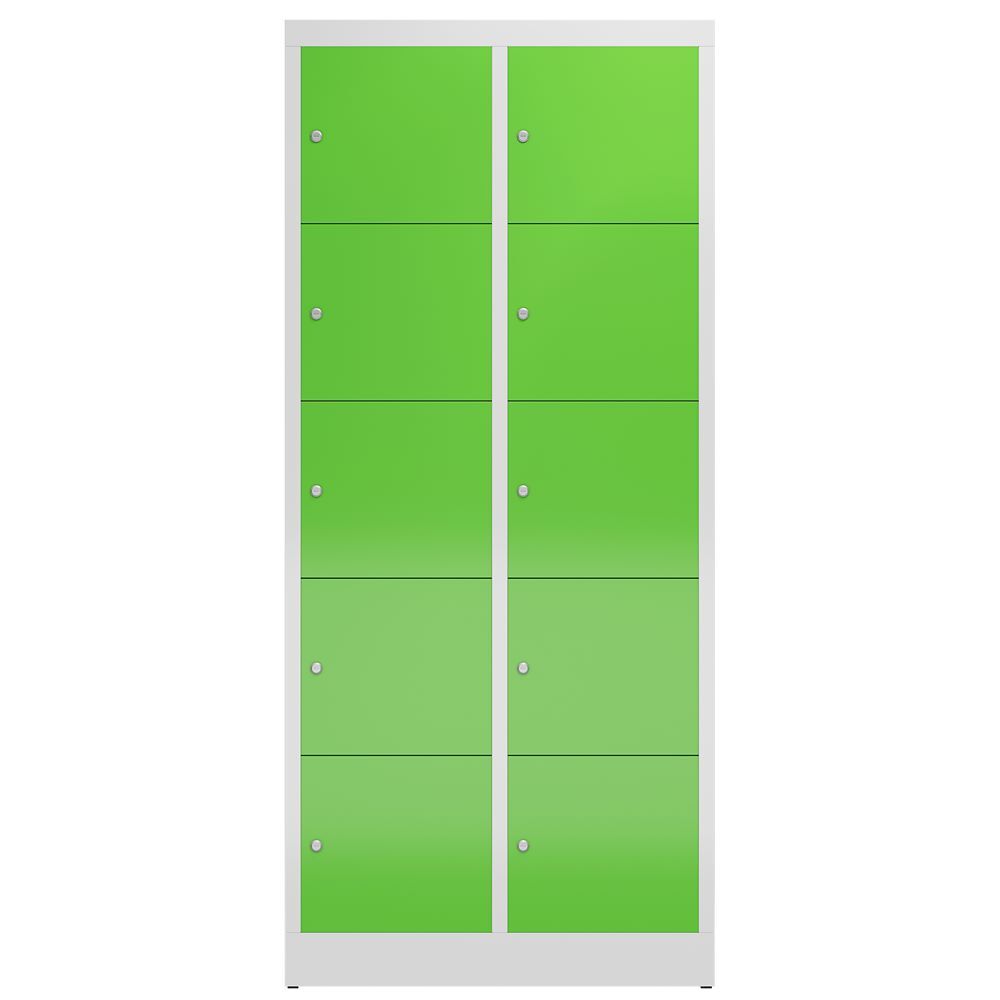 Produktbild ClassiX Schließfachschrank, 2 Abteile à 5 Fächer, 1800 x 800 x 500 mm, lichtgrau bild 2