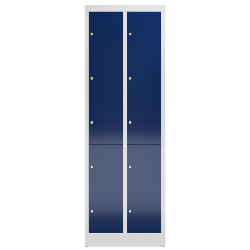 Produktbild ClassiX Schließfachschrank, 2 Abteile à 5 Fächer, 1800 x 590 x 500 mm, lichtgrau bild 2