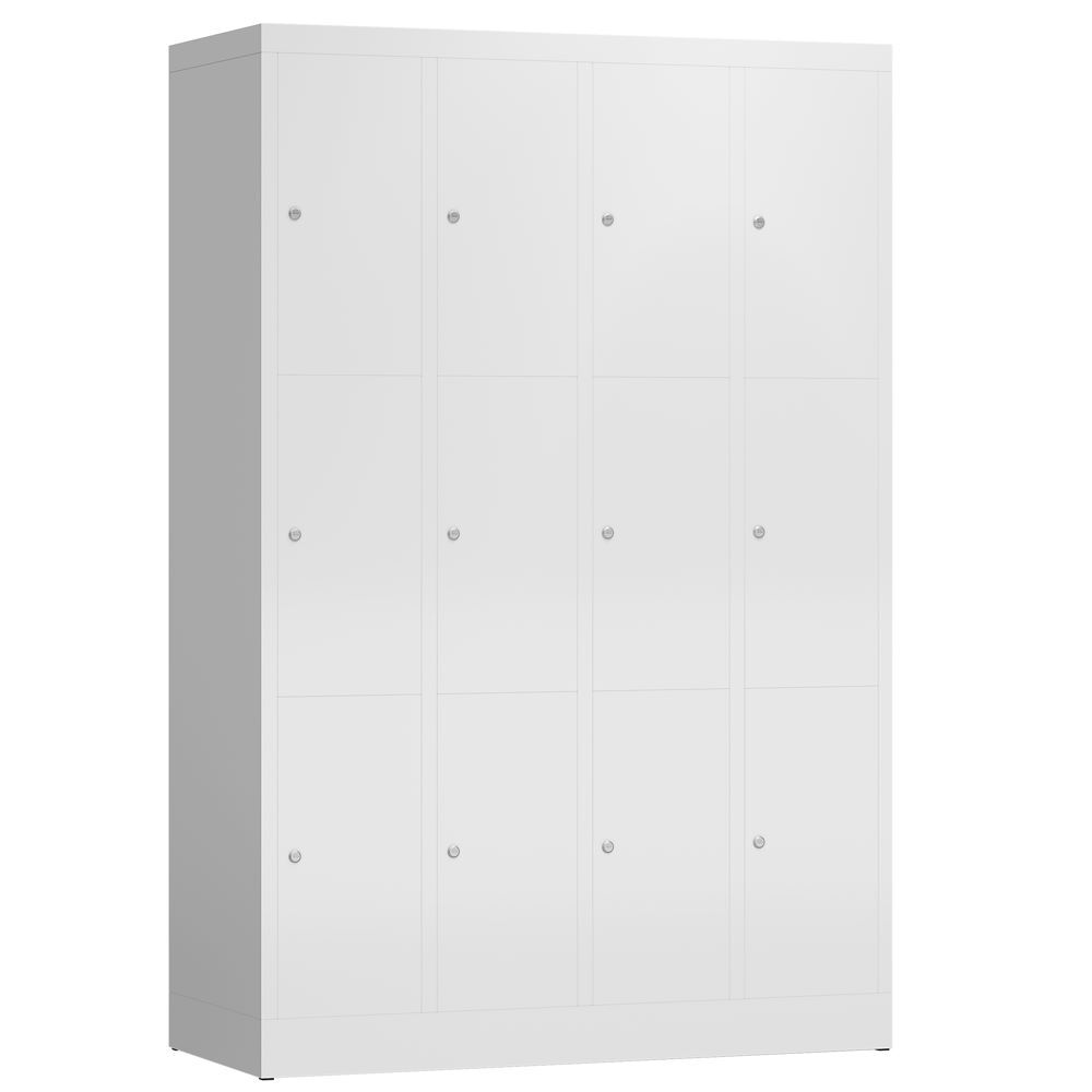 Produktbild Lüllmann ClassiX Schließfachschrank Fächerschrank 4 Abteile 3 Fächer 1800 mm signalweiß