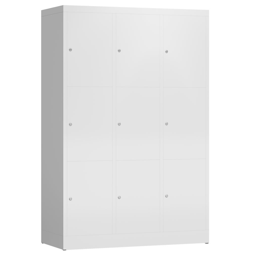 Produktbild Lüllmann ClassiX Schließfachschrank Fächerschrank 3 Abteile H 1800 x B 1185 mm signalweiß