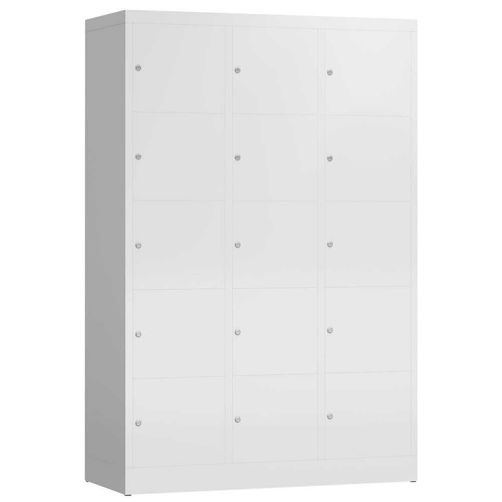 Produktbild Lüllmann ClassiX Schließfachschrank Fächerschrank 3 Abteile 5 Fächer 1800 mm signalweiß