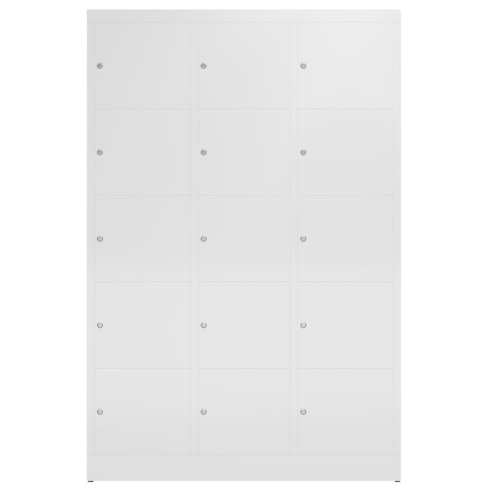 Produktbild ClassiX Schließfachschrank, 3 Abteile à 5 Fächer, 1800 x 1185 x 500 mm, signalwe bild 2