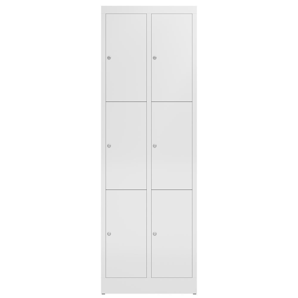 Produktbild ClassiX Schließfachschrank, 2 Abteile à 3 Fächer, 1800 x 590 x 500 mm, signalwei bild 2