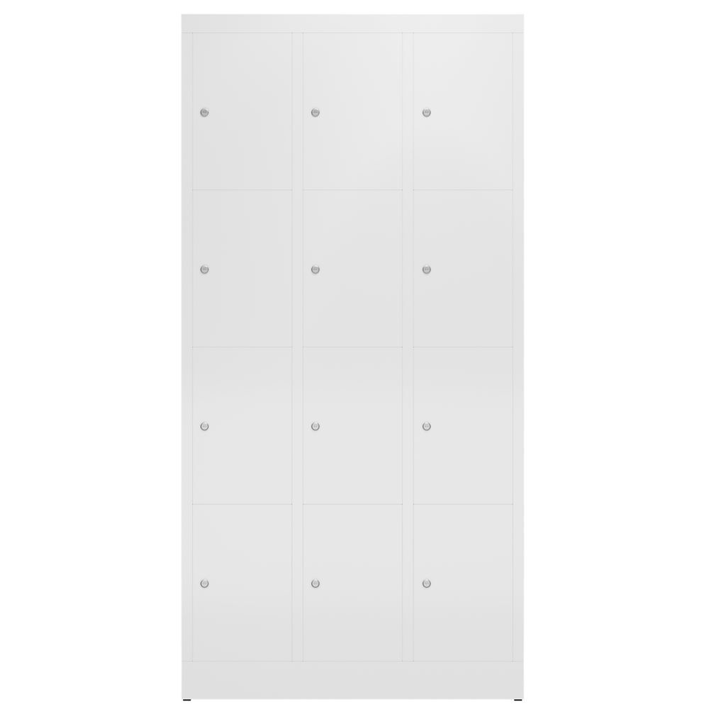 Produktbild ClassiX Schließfachschrank, 3 Abteile à 4 Fächer, 1800 x 870 x 500 mm, signalwei bild 2