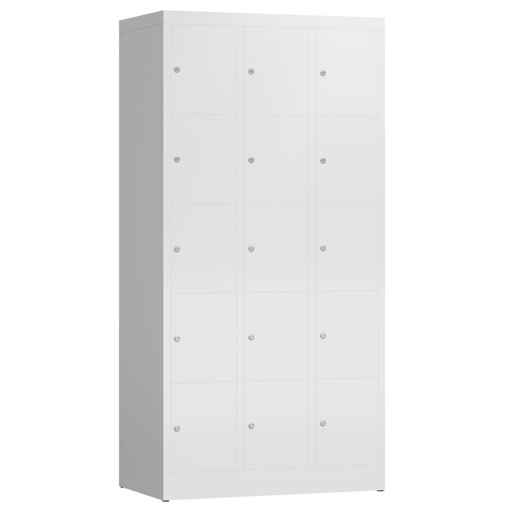 Produktbild Lüllmann ClassiX Schließfachschrank Fächerschrank 3 Abteile 5 Fächer 1800 mm signalweiß