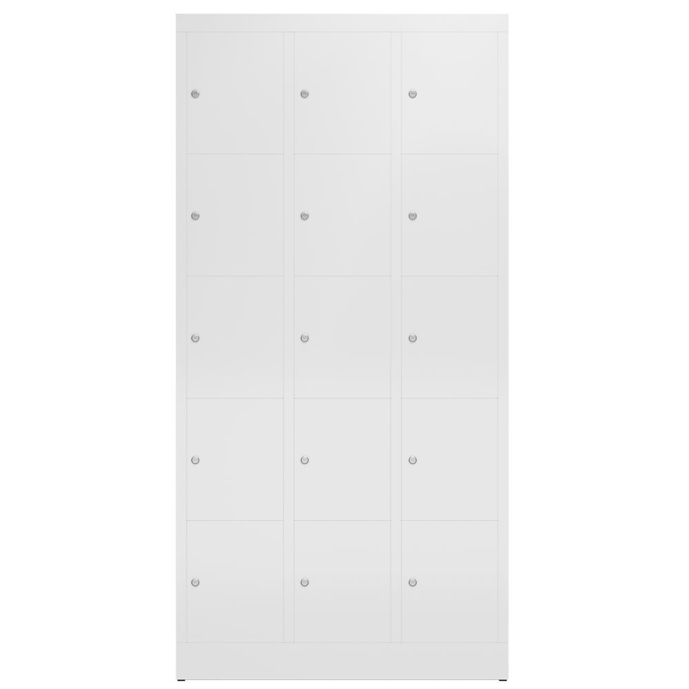 Produktbild ClassiX Schließfachschrank, 3 Abteile à 5 Fächer, 1800 x 870 x 500 mm, signalwei bild 2