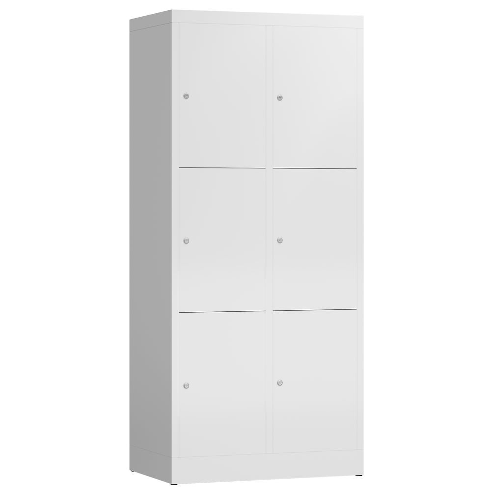 Produktbild Lüllmann ClassiX Schließfachschrank 2 Abteile 3 Fächer H 1800 x B 800 mm signalweiß