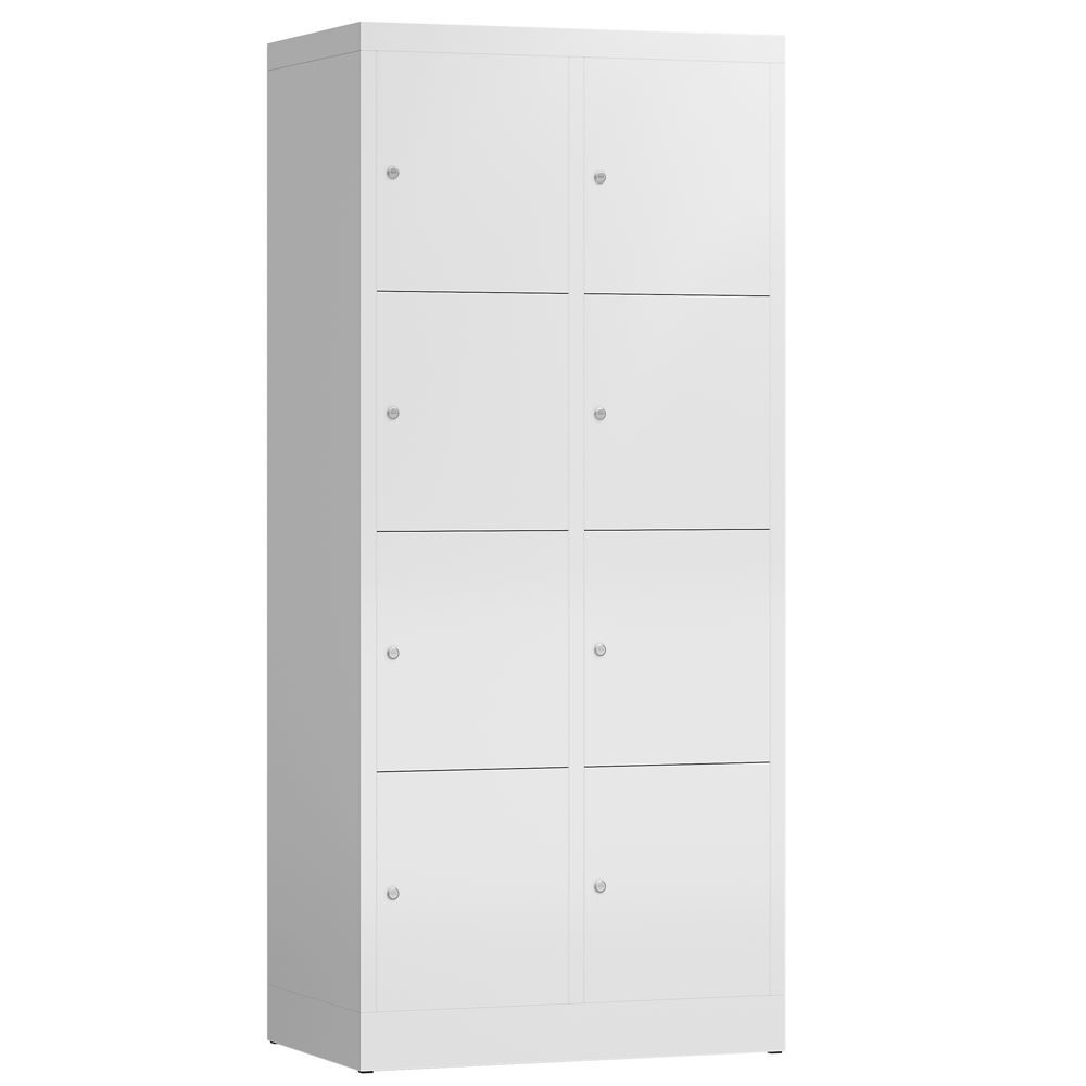Produktbild Lüllmann ClassiX Schließfachschrank 2 Abteile 4 Fächer 1800 x 800 x 500 mm signalweiß