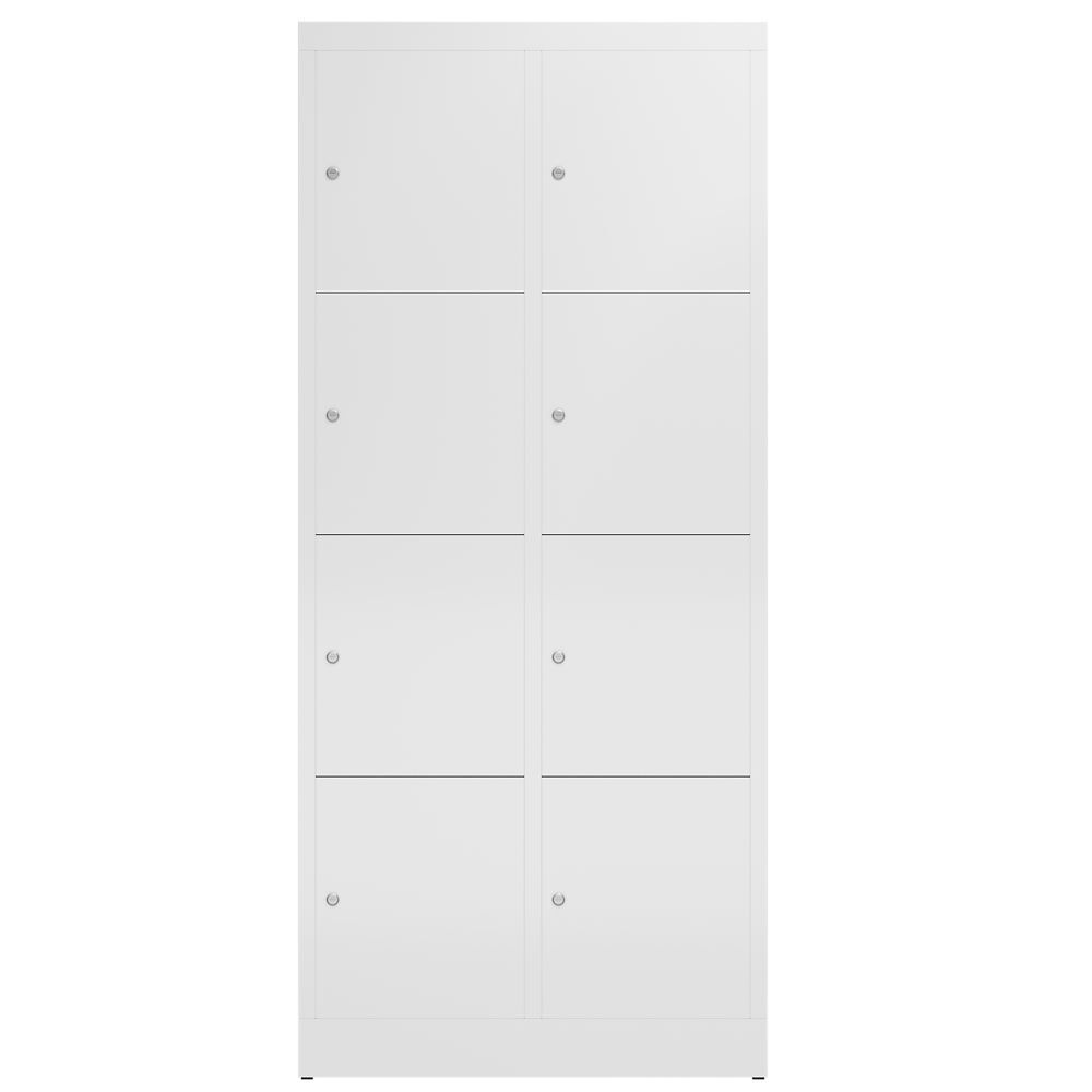 Produktbild ClassiX Schließfachschrank, 2 Abteile à 4 Fächer, 1800 x 800 x 500 mm, signalwei bild 2