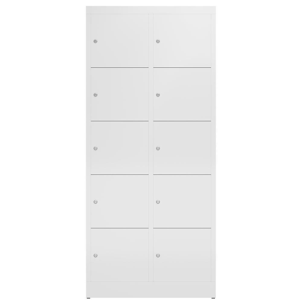 Produktbild ClassiX Schließfachschrank, 2 Abteile à 5 Fächer, 1800 x 800 x 500 mm, signalwei bild 2