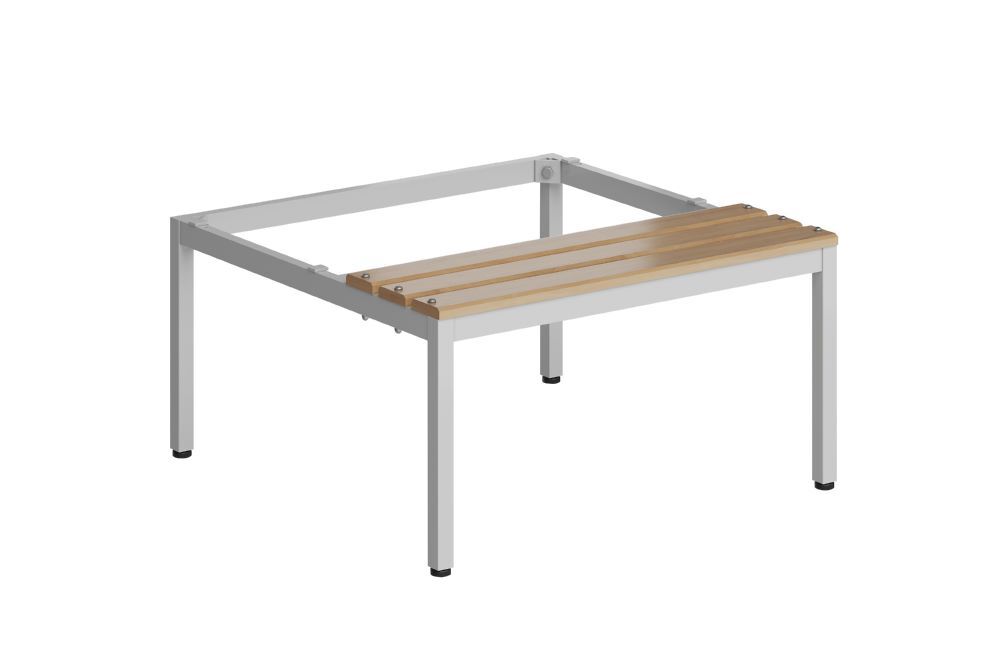 Produktbild ClassiX Sitzbankuntergestell, Sitzauflagen buche, 420 x 800 x 800 mm, lichtgrau bild 2