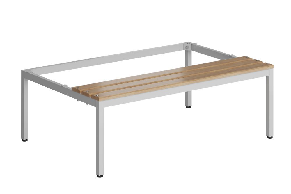 Produktbild ClassiX Sitzbankuntergestell, Sitzauflagen buche, 420 x 1185 x 800 mm, lichtgrau bild 2