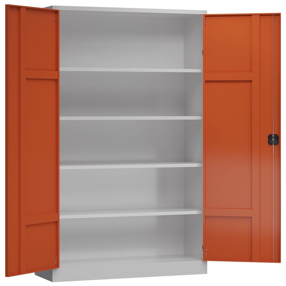 Produktbild ClassiX XXL Flügeltürenschrank, 1945 x 1200 x 600 mm, lichtgrau/feuerrot bild 2