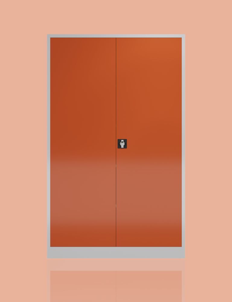 Produktbild ClassiX XXL Flügeltürenschrank, 1945 x 1200 x 600 mm, lichtgrau/feuerrot bild 4