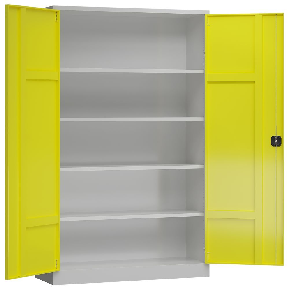 Produktbild ClassiX XXL Flügeltürenschrank, 1945 x 1200 x 600 mm, lichtgrau/zinkgelb bild 2