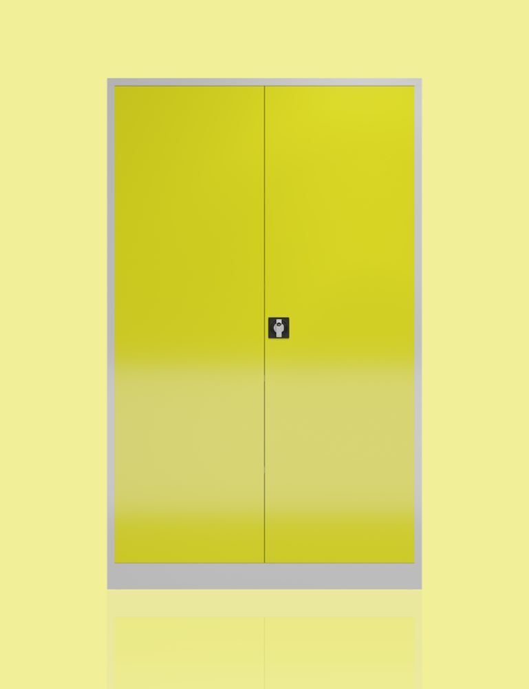 Produktbild ClassiX XXL Flügeltürenschrank, 1945 x 1200 x 600 mm, lichtgrau/zinkgelb bild 4