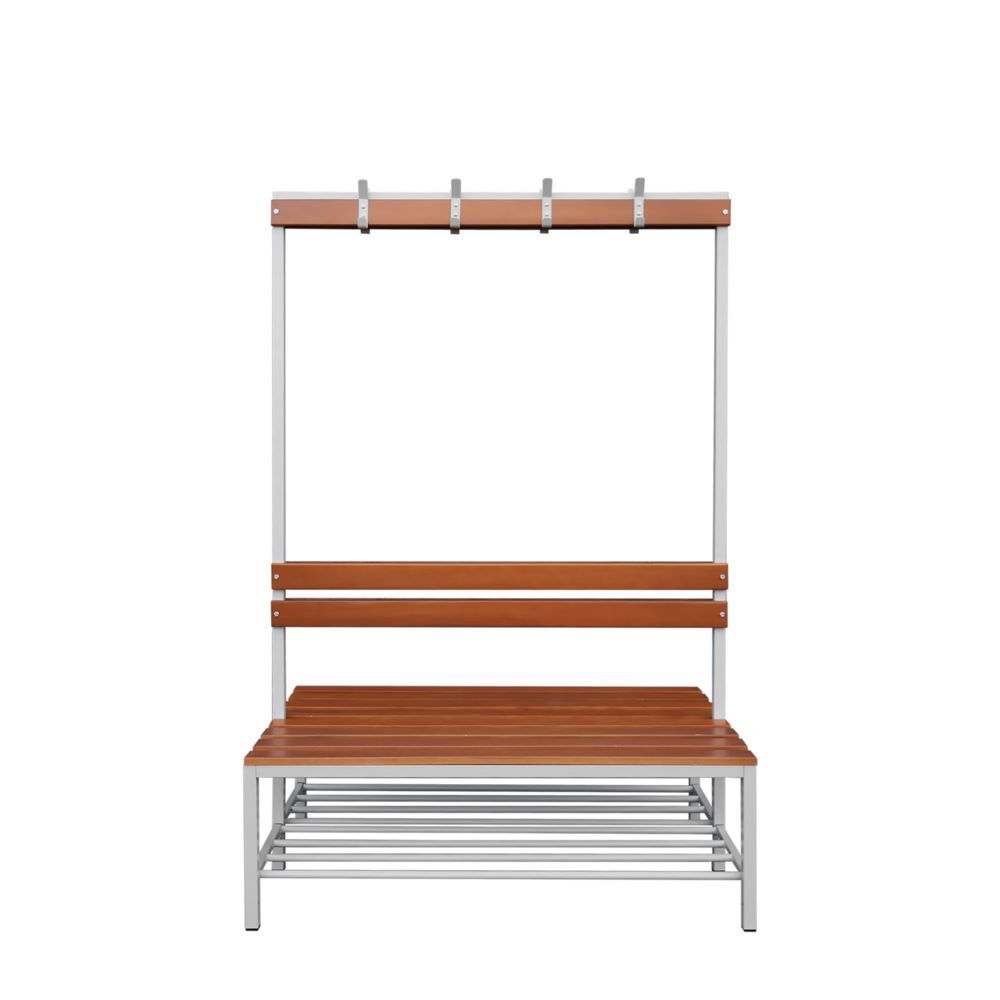 Produktbild Lüllmann Doppelseitige Sitzbankgarderobe mit Schuhrost 400/1825 x 1200 x 800 mm lichtgrau