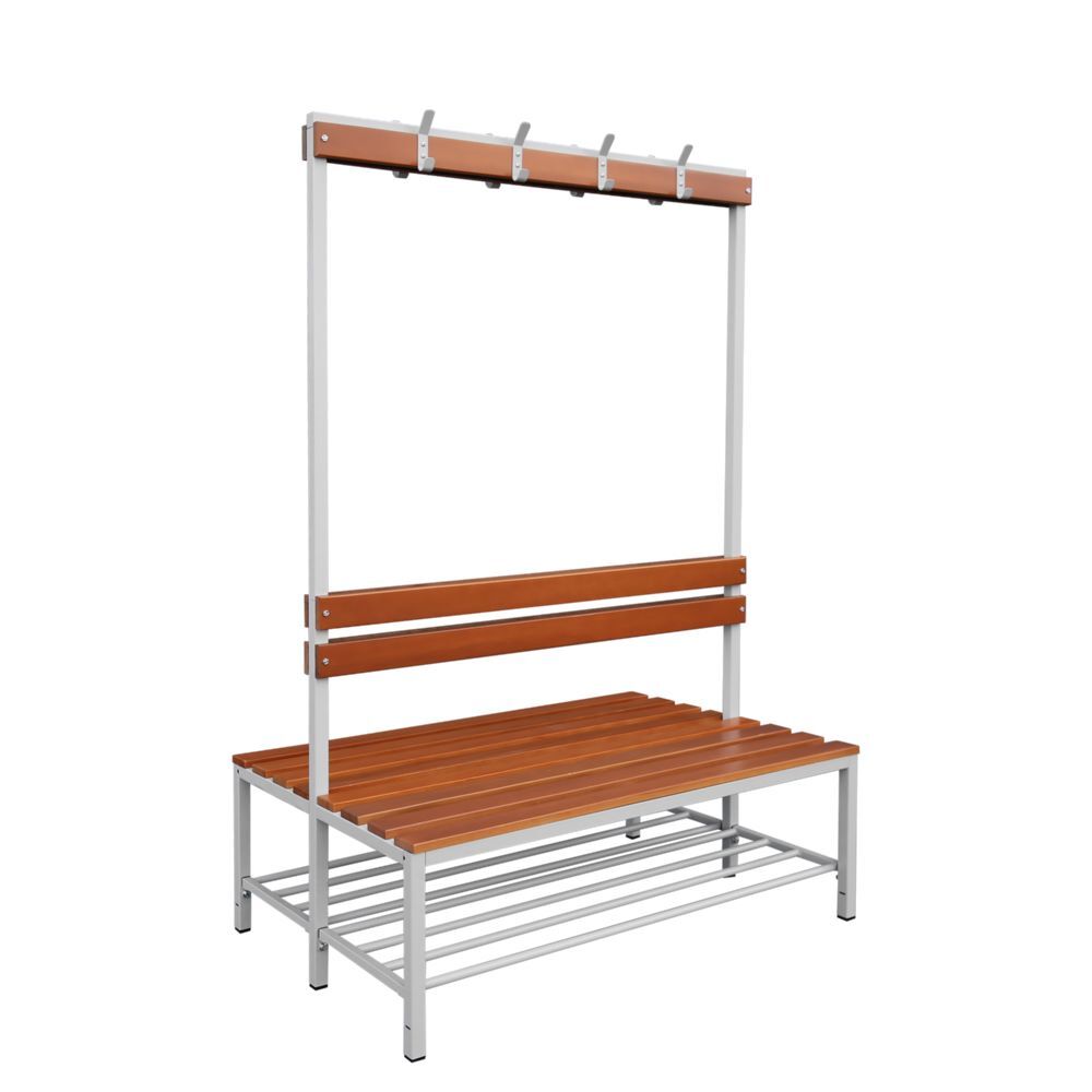 Produktbild Doppelseitige Sitzbankgarderobe mit Schuhrost, 400/1825 x 1200 x 800 mm, lichtgr bild 2